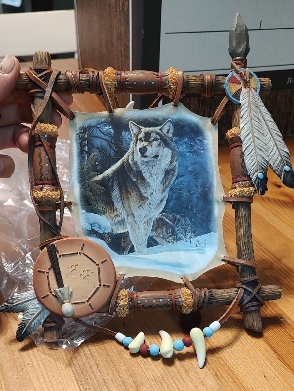 The Bradford Exchange Wolf Wall Hanging in Brown and Blue